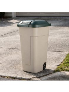 Műanyag kültéri szemetes 110l beige-zöld