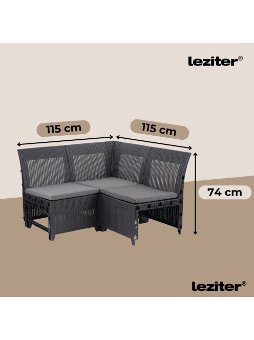 Claire IX 9 személyes sarokgarnitúra párnatartós asztallal