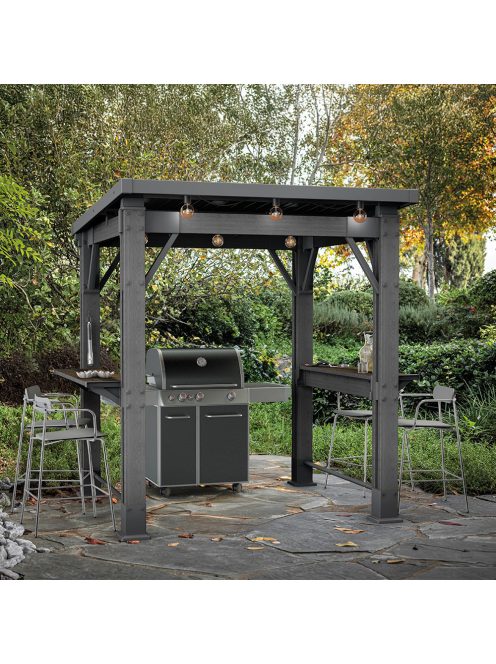 Kerti grill pavilon, pulttal, tetővel