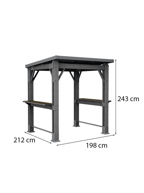 Kerti grill pavilon, pulttal, tetővel