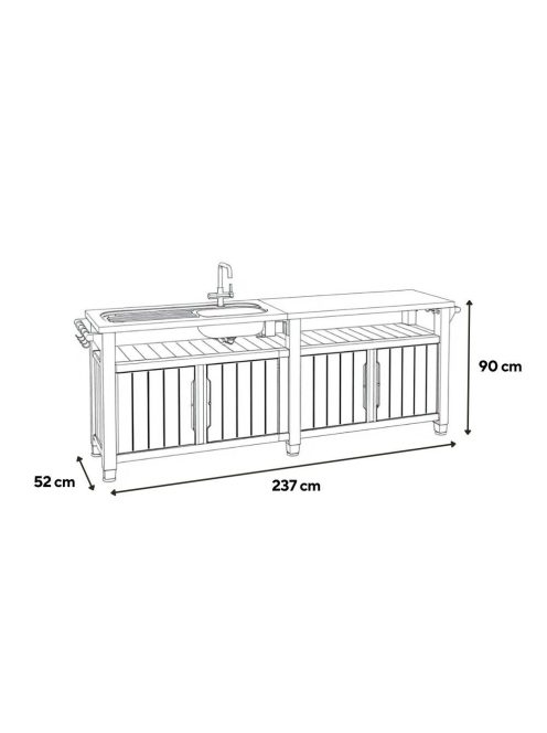 Decocoat unity chef műanyag kerti grill asztal 415l
