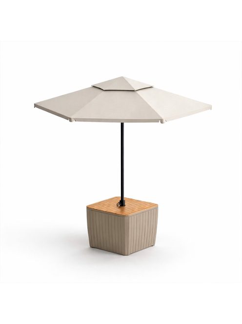 Deco Luzon műrattan napernyőtartós kerti asztal