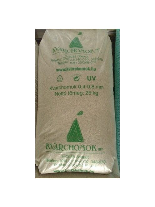 Kvarchomok, 0,4-0,8 mm homokszűrős vízforgatóhoz 25 kg