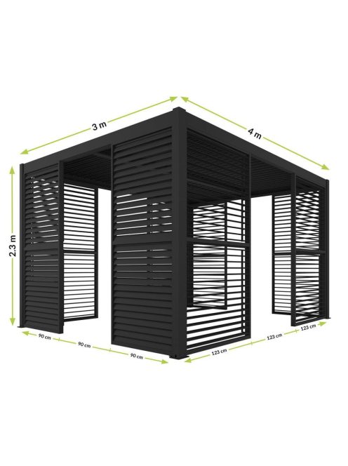 LUXE Lamellás oldalpanel (R) 123x218cm 4 m-ig antracit
