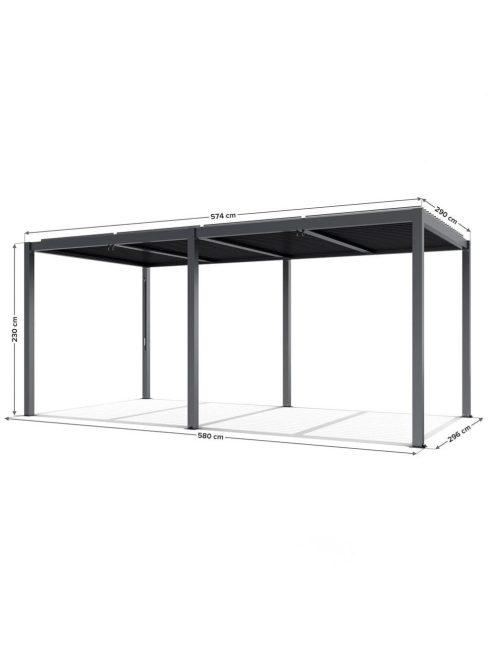 LUXE pergola 5,8x3m antracit LED világítással
