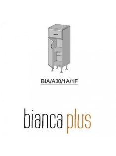   Bianca Plus 30 alacsony szekrény 1 ajtóval, 1 fiókkal, magasfényű fehér színben, jobbos