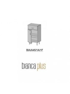   Bianca Plus 45 alacsony szekrény 1 ajtóval, 1 fiókkal, magasfényű fehér színben, jobbos