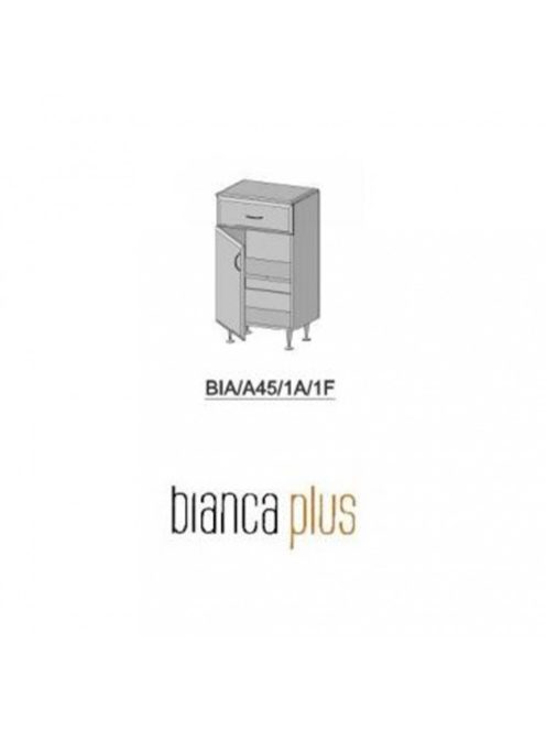 Bianca Plus 45 alacsony szekrény 1 ajtóval, 1 fiókkal, magasfényű fehér színben, jobbos