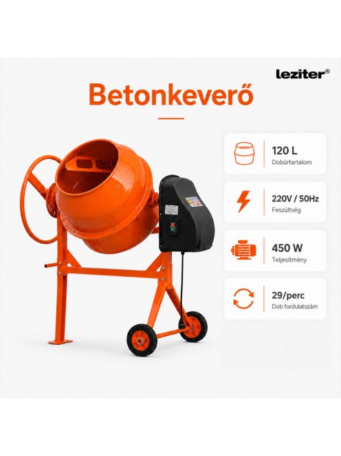 Mixer 120 betonkeverő 220V 450W 120 l