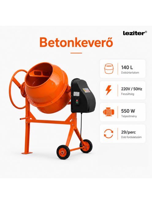 Mixer 140 betonkeverő 220V 550W 140 l