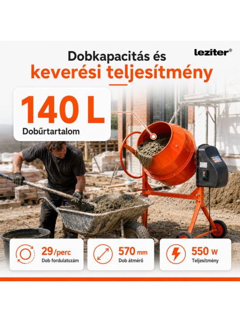Mixer 140 betonkeverő 220V 550W 140 l
