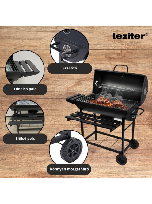 Faszenes kerti BBQ hengeres grillsütő