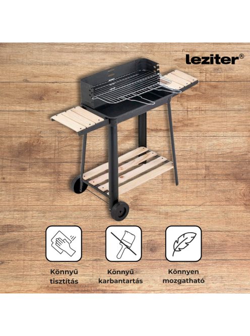 Téglalap alakú görgős faszenes grill