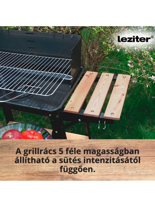 Téglalap alakú görgős faszenes grill
