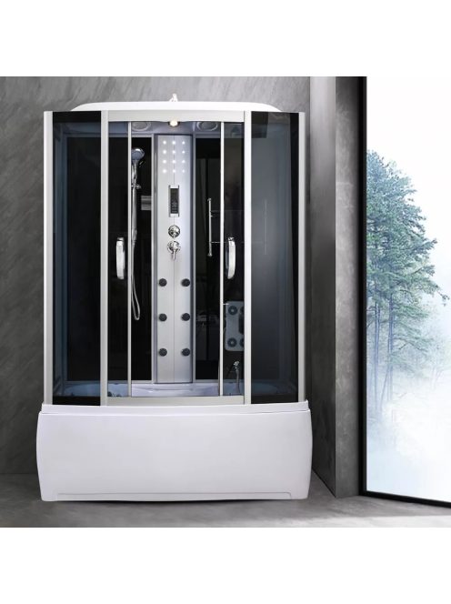 Emilia 85x150 cm hidromasszázs kádkabin elektronikával Black