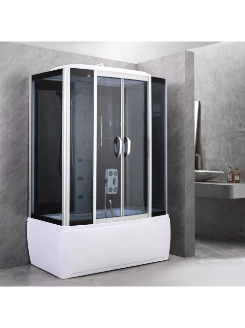 Emilia 85x150 cm hidromasszázs kádkabin elektronikával Black