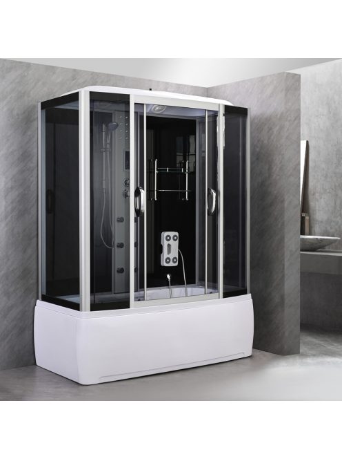 Emilia 85x170 cm hidromasszázs kádkabin elektronikával Black
