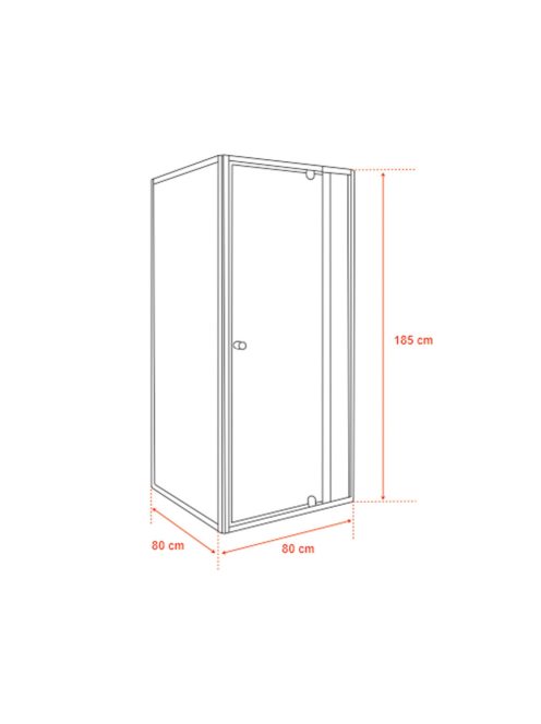 Flexi 80x80 cm sarokba szerelhető szögletes zuhanykabin zuhanytálca nélkül