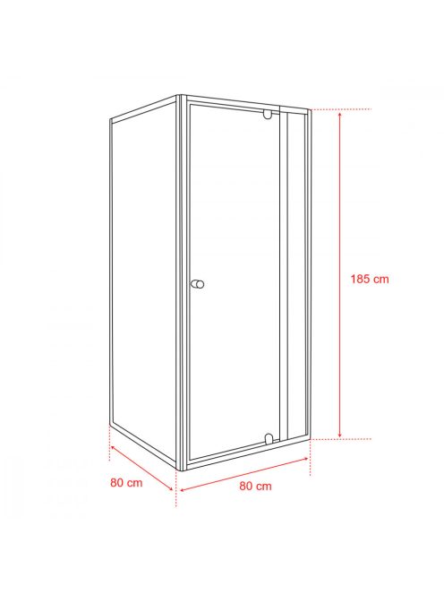 Flexi 80x80 cm sarokba szerelhető szögletes zuhanykabin zuhanytálca nélkül