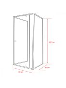 Flexi 80x80 cm falsíkra szerelhető szögletes zuhanykabin zuhanytálca nélkül
