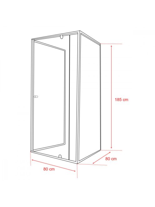 Flexi 80x80 cm falsíkra szerelhető szögletes zuhanykabin zuhanytálca nélkül