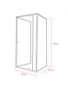 Flexi 80x90 cm falsíkra szerelhető aszimmetrikus zuhanykabin zuhanytálca nélkül