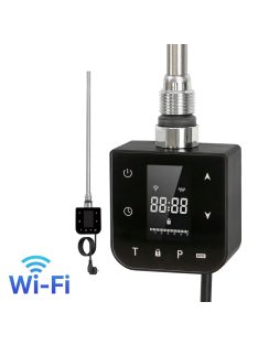   Wifi-s fűtőpatron törölközőszárító radiátorhoz digitális hőfokszabályozóval 400W fekete