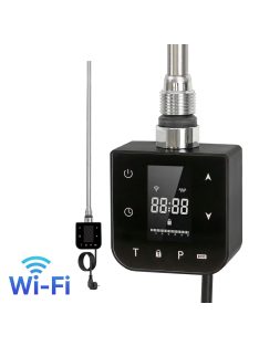   Wifi-s fűtőpatron törölközőszárító radiátorhoz digitális hőfokszabályozóval 600W fekete