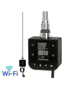   Wifi-s fűtőpatron törölközőszárító radiátorhoz digitális hőfokszabályozóval 800W fekete