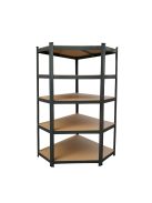 Nagy teherbírású sarokpolc 180x70x40-40 cm 175 kg fekete