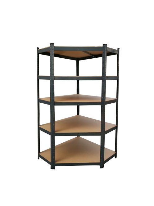 Nagy teherbírású sarokpolc 180x70x40-40 cm 175 kg fekete