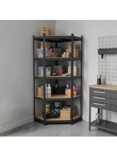 Nagy teherbírású sarokpolc 180x70x40-40 cm 175 kg fekete
