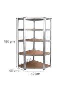 Nagy teherbírású sarokpolc 180x70x40-40 cm 175 kg króm