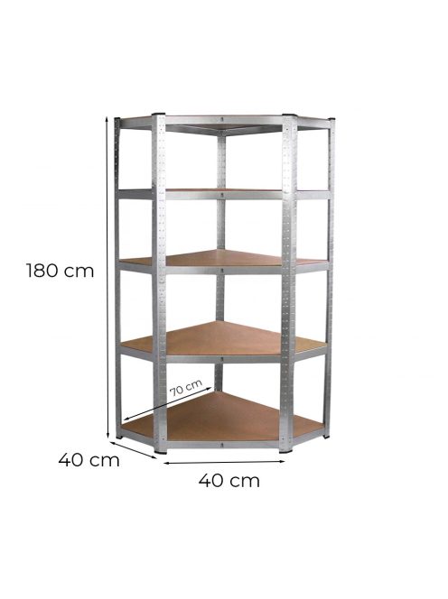 Nagy teherbírású sarokpolc 180x70x40-40 cm 175 kg króm