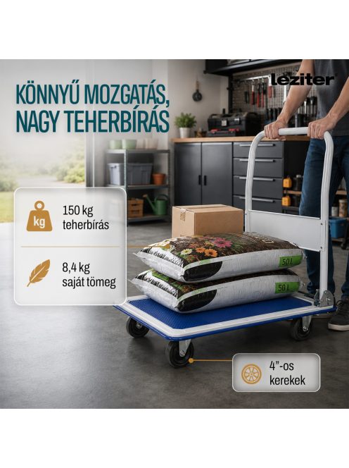 Szállító raktári kézikocsi 150 Kg