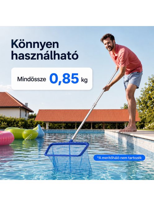 Teleszkópos rúd medence tisztító hálóhoz LMTH-01 2x180 cm, 0,8 mm, ezüst