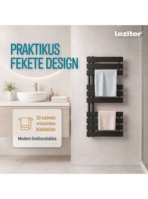 Solaro Design törölközőszárító radiátor 1000x500 mm fekete