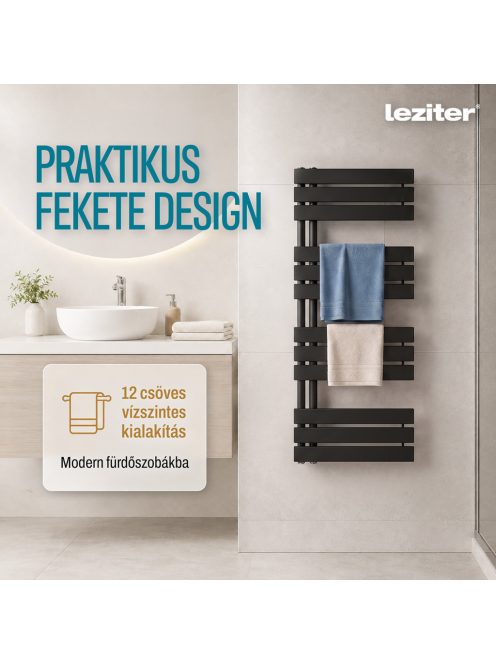 Solaro Design törölközőszárító radiátor 1200x500 mm fekete