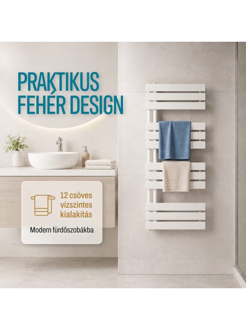 Solaro Design törölközőszárító radiátor 1200x500 mm fehér