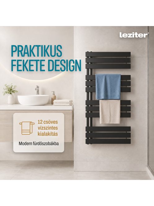 Solaro Design törölközőszárító radiátor 1200x600 mm fekete