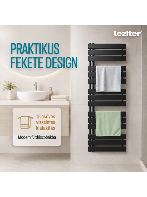 Solaro Design törölközőszárító radiátor 1400x500 mm fekete