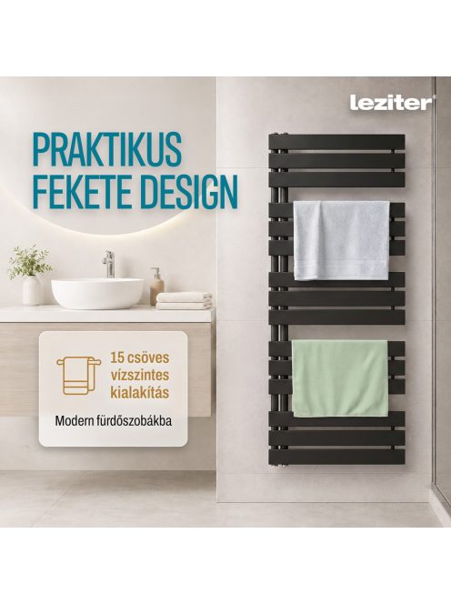 Solaro Design törölközőszárító radiátor 1400x600 mm fekete