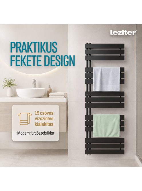 Solaro Design törölközőszárító radiátor 1600x600 mm fekete