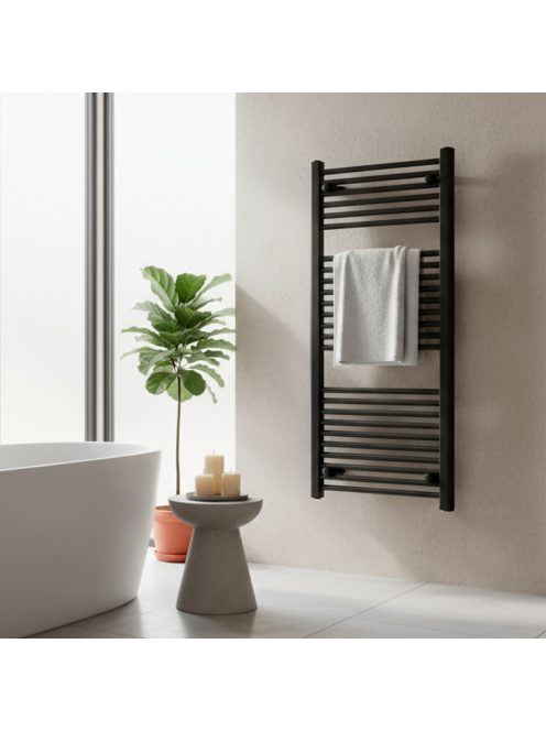 Egyenes törölközőszárító radiátor 1200x600 mm fekete