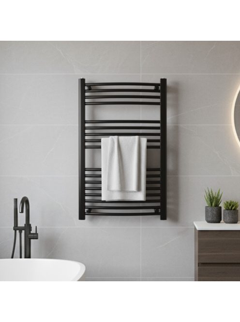 Íves törölközőszárító radiátor 1000x600 mm fekete