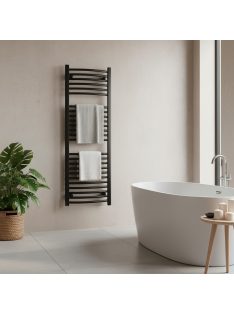 Íves törölközőszárító radiátor 1200x500 mm fekete