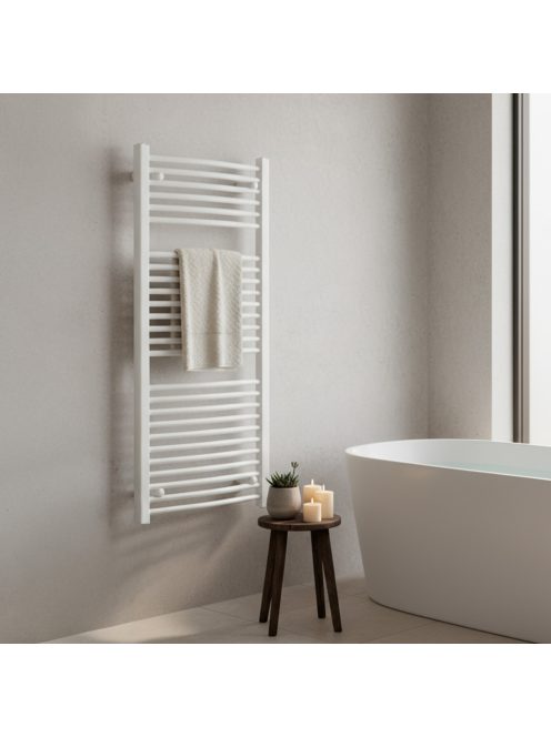 Íves törölközőszárító radiátor 1200x600 mm fehér