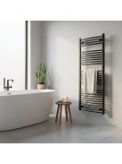 Íves törölközőszárító radiátor 1400x600 mm fekete