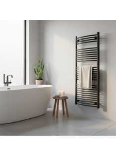 Íves törölközőszárító radiátor 1400x600 mm fekete