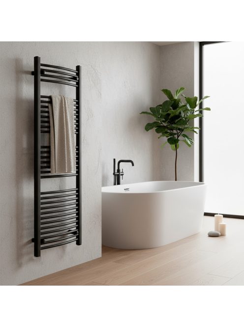 Íves törölközőszárító radiátor 1600x600 mm fekete